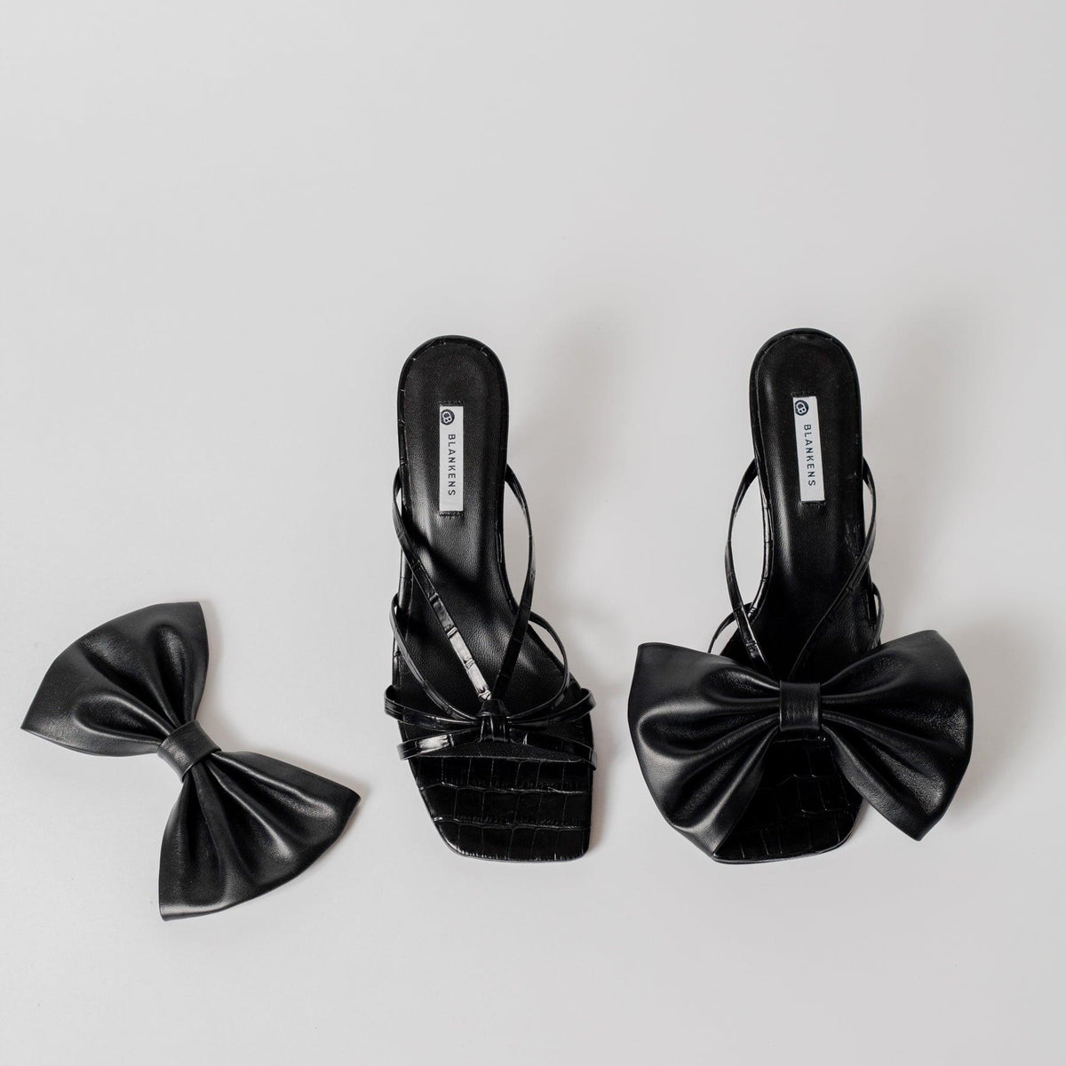 Blankens clip-on bows in black leather