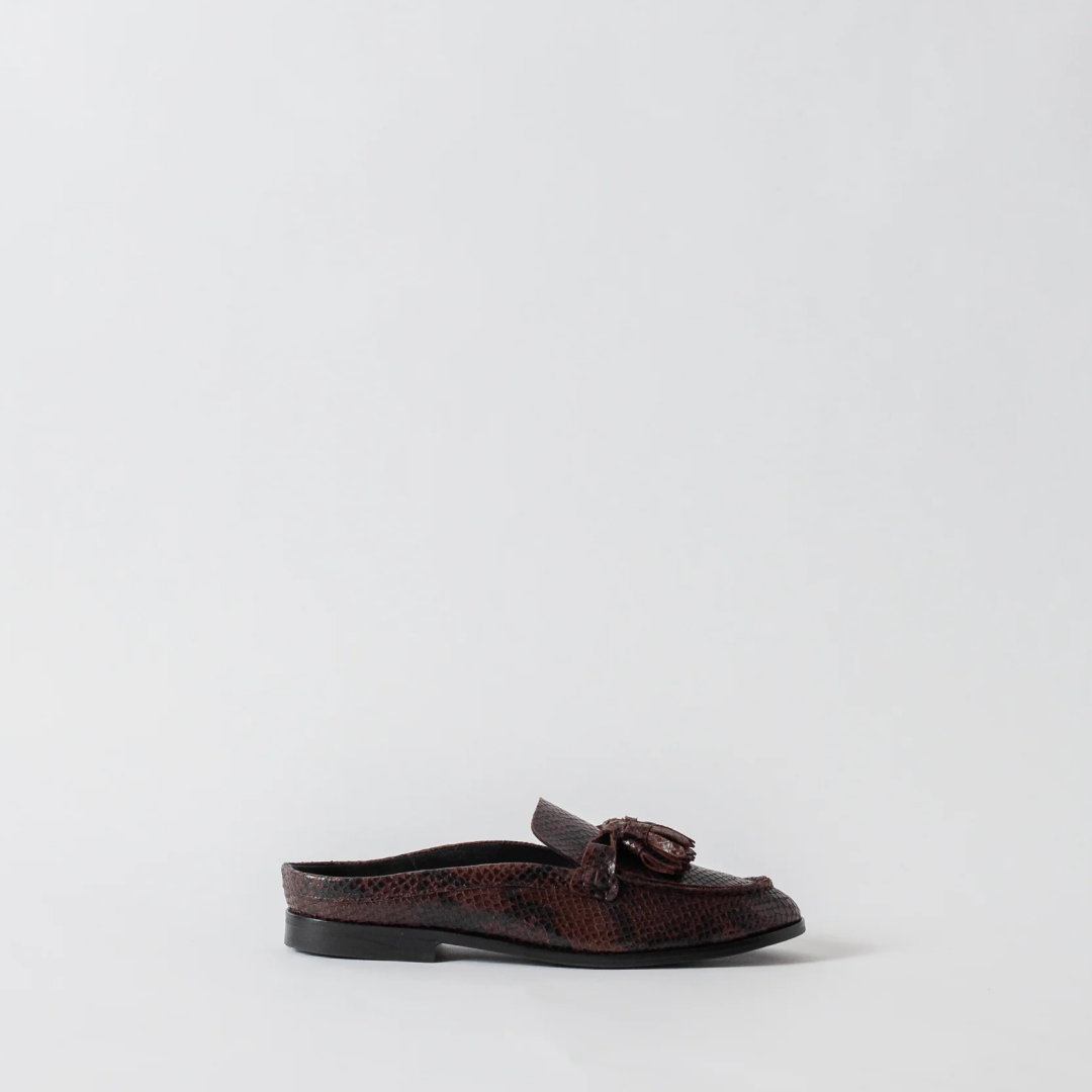 The Ingrid Brown Reptile-Embossed Leather