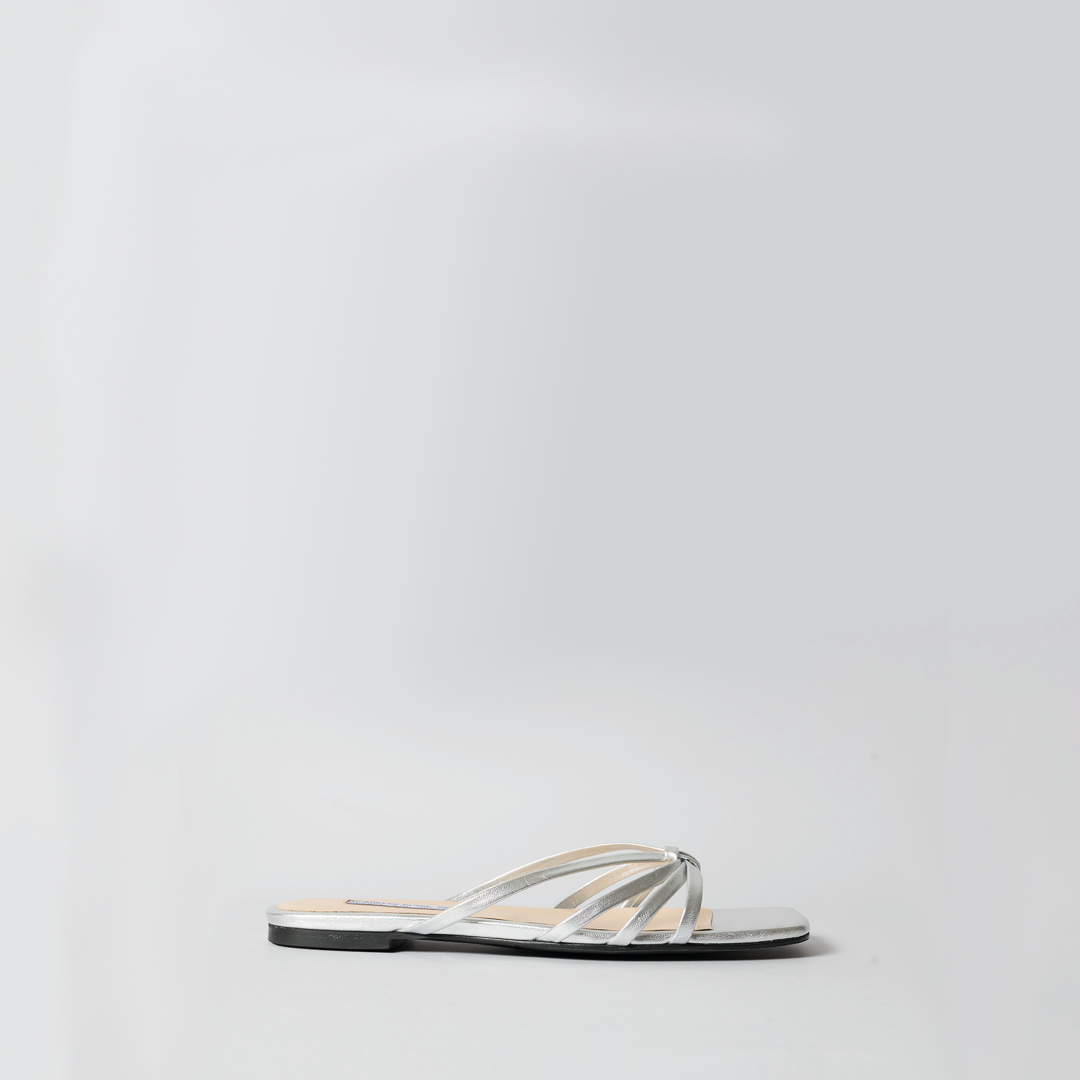 The Jennie Flat Silver Leather