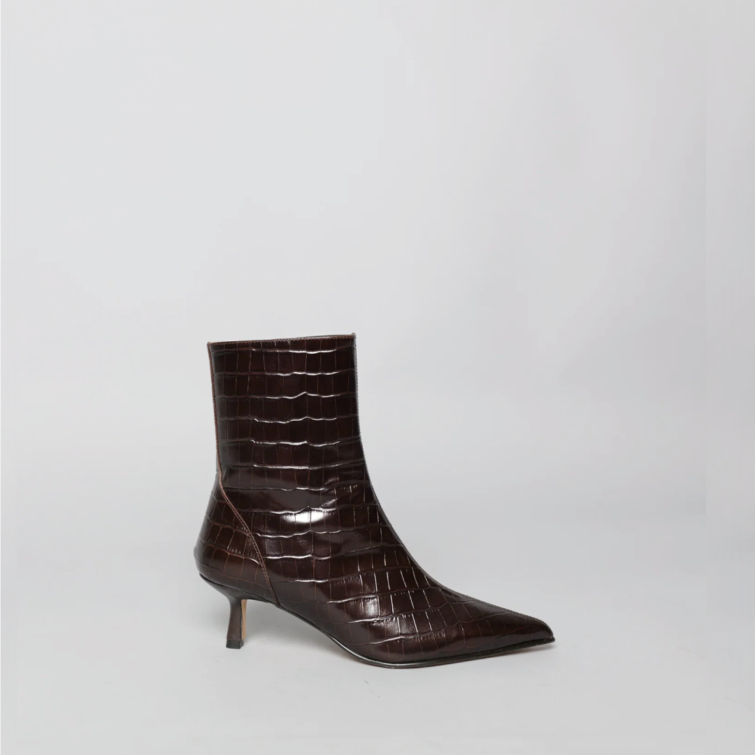 The Miranda Warm Brown Croc-Embossed Leather
