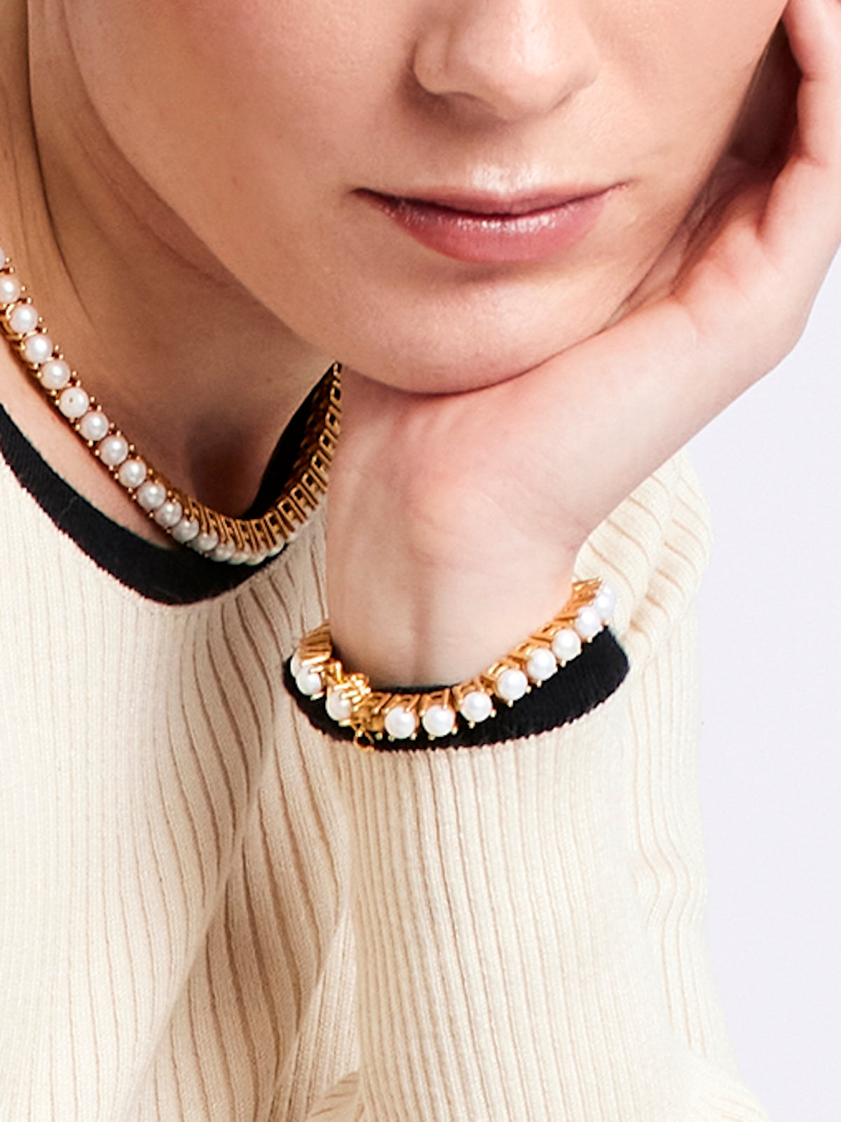 Blankens Pearl and Gold Tennis Bracelet