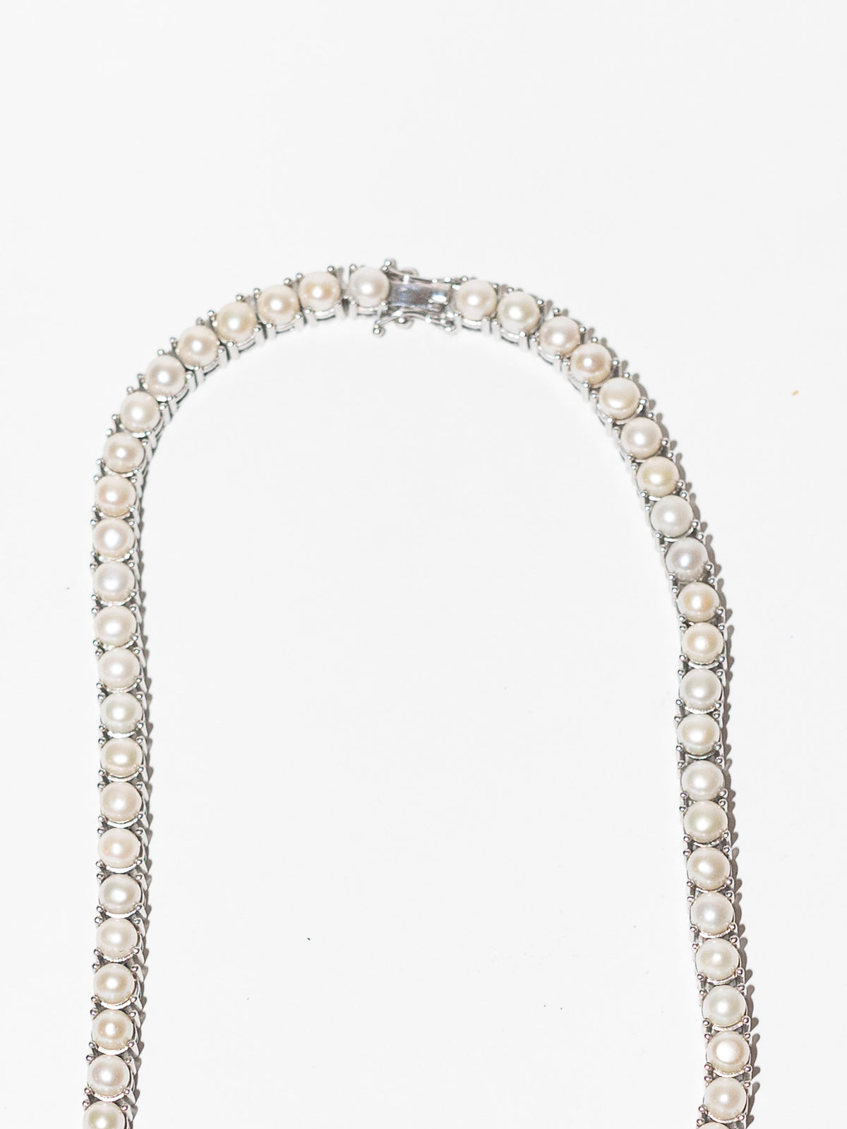 Blankens Pearl and Silver Tennis Necklace