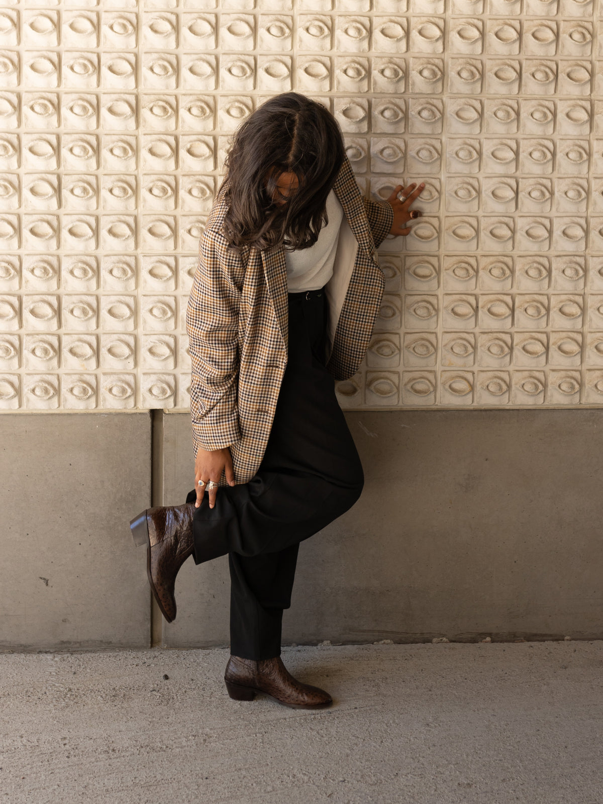Blankens The Alva Brown Ostrich Embossed Leather Boots