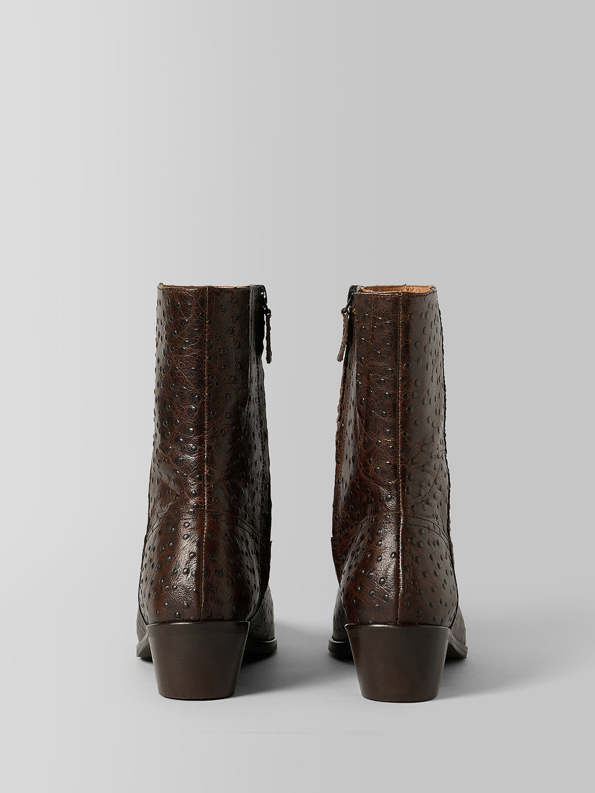 Blankens The Alva Brown Ostrich Embossed Leather Boots