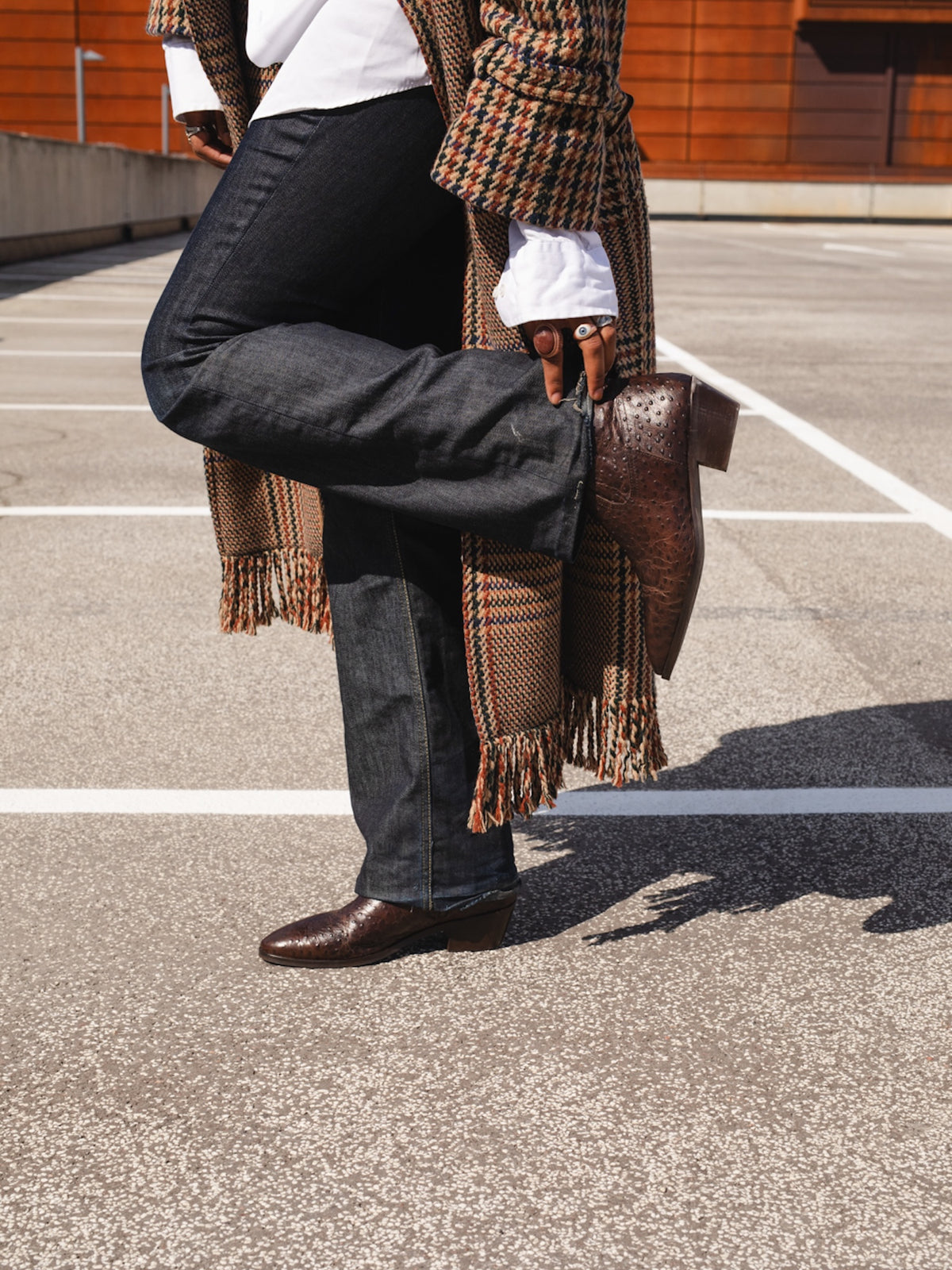 The Alva Brown Ostrich-Embossed Leather