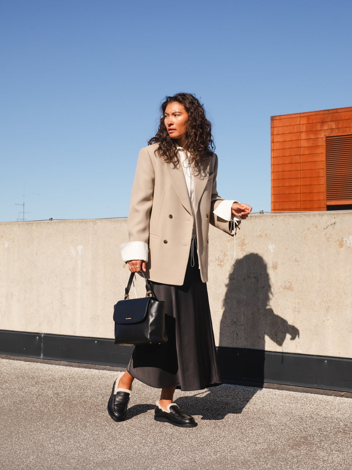 The Celeste Shearling Black Leather
