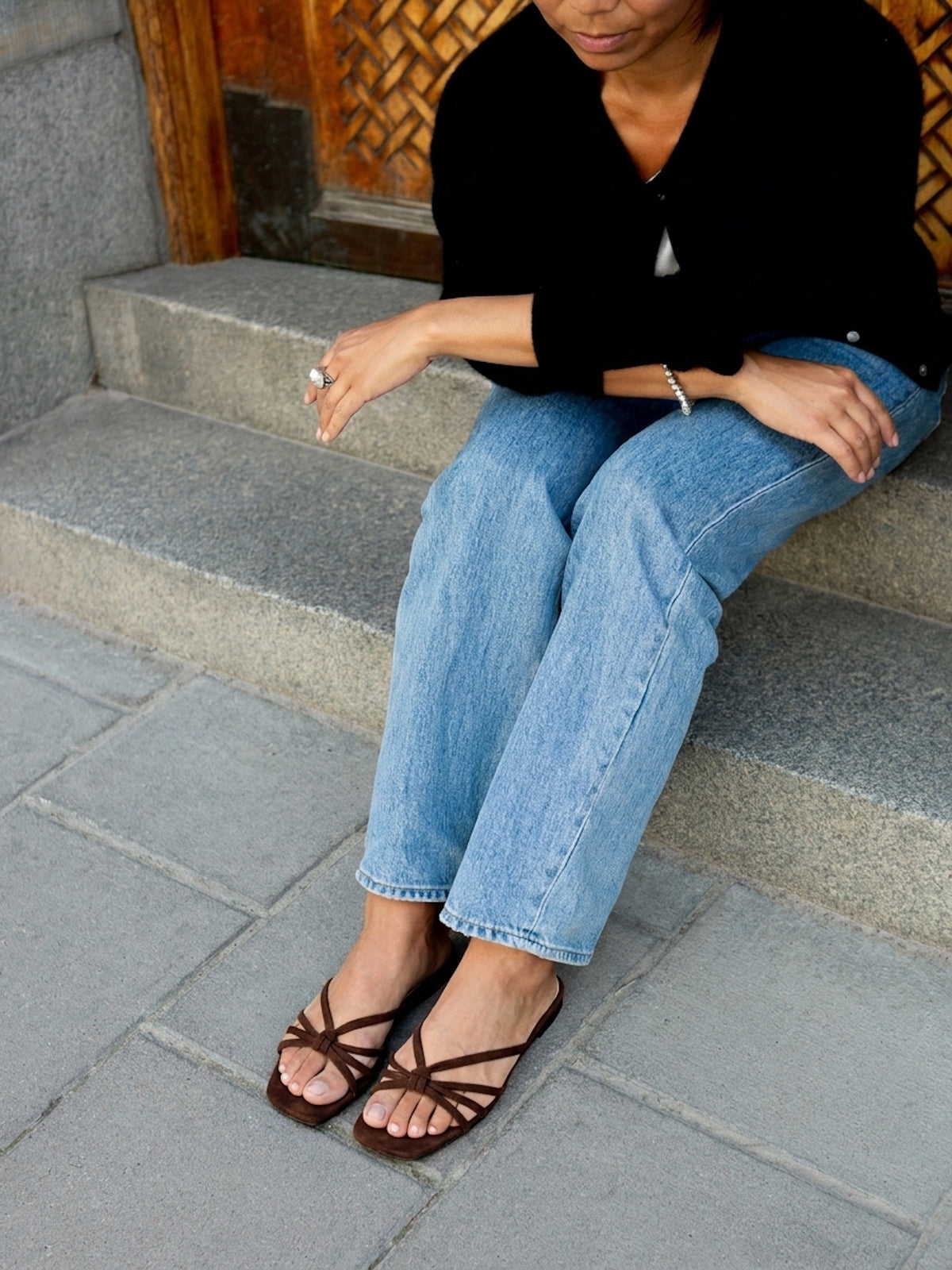 The Jennie Flat Chocolate Suede
