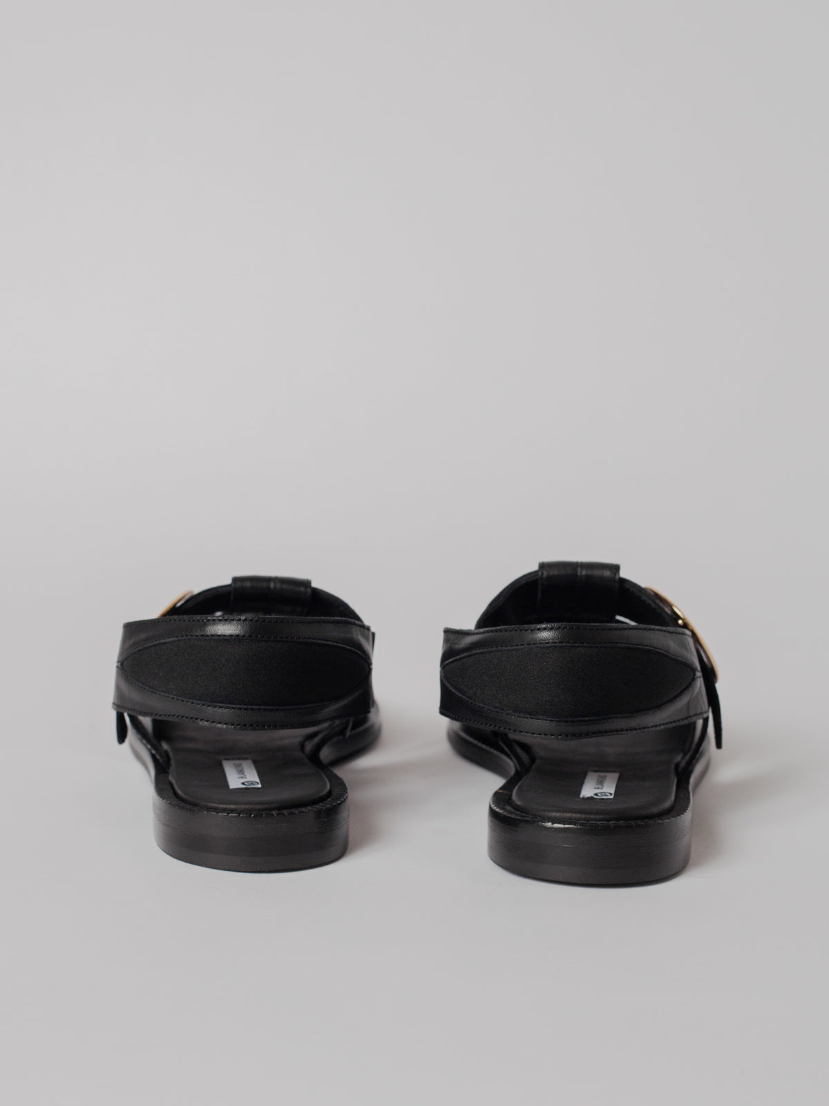 Blankens The Palermo black leather sandal with gold buckle