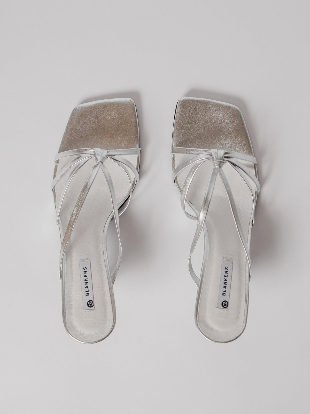 Blankens The Jennie Silver heeled sandal in silver leather