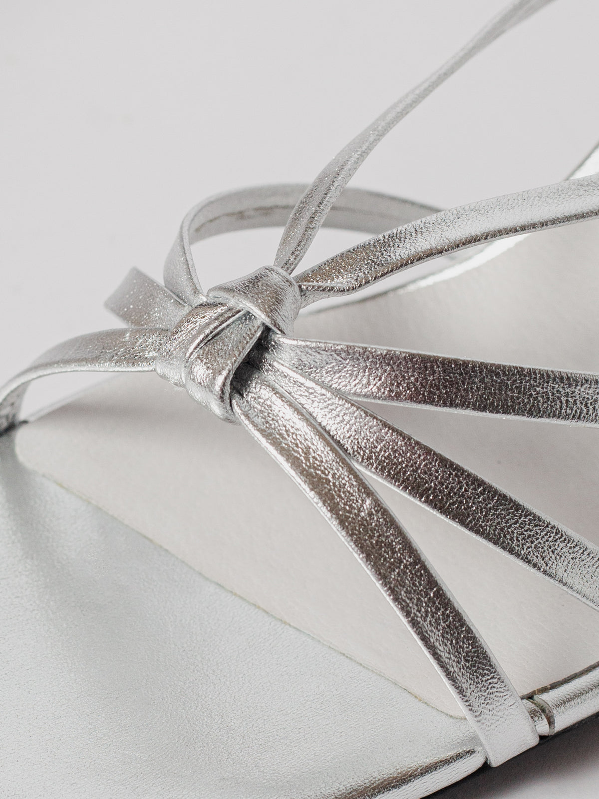 Blankens silver leather heel sandal The Jennie. Produced in Europe.