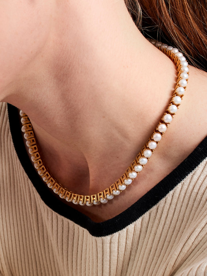 PEARL AND GOLD TENNIS NECKLACE
