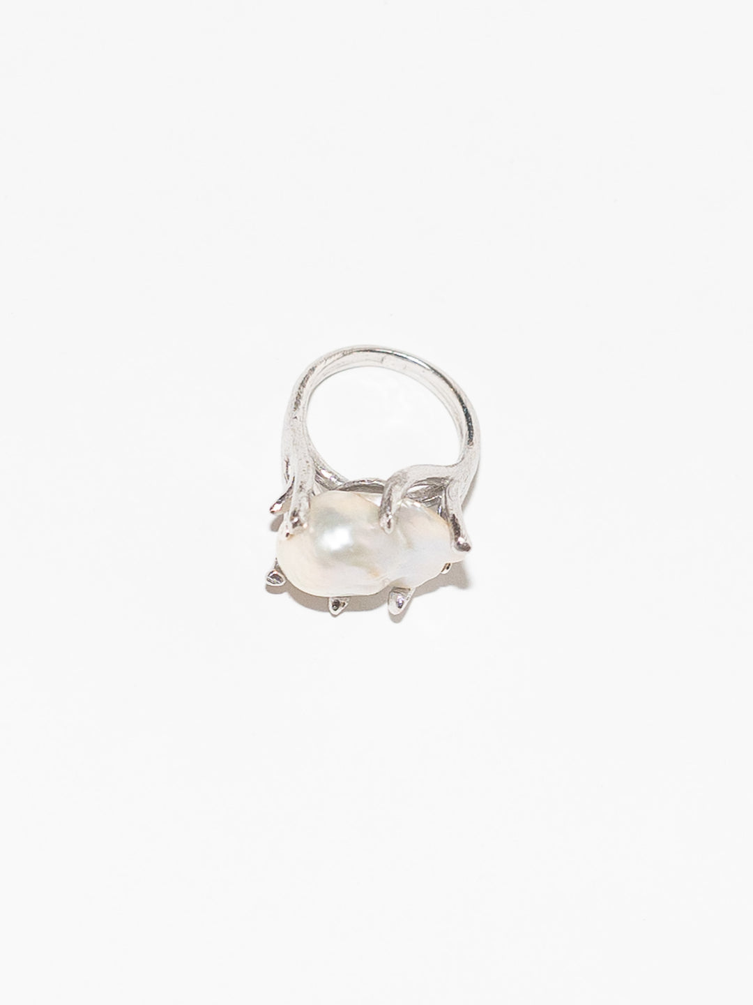 BAROQUE PEARL AND SILVER RING