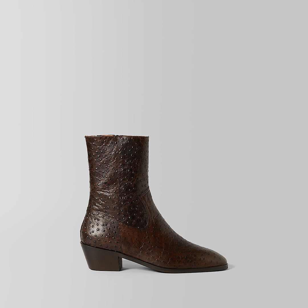 THE ALVA OSTRICH ZIPPER BOOT