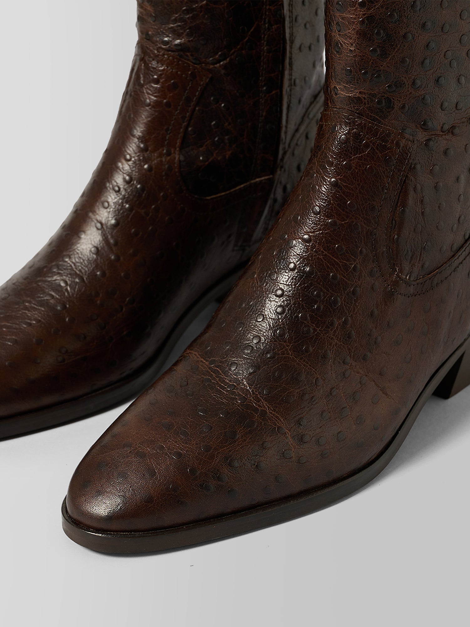 THE ALVA OSTRICH ZIPPER BOOT
