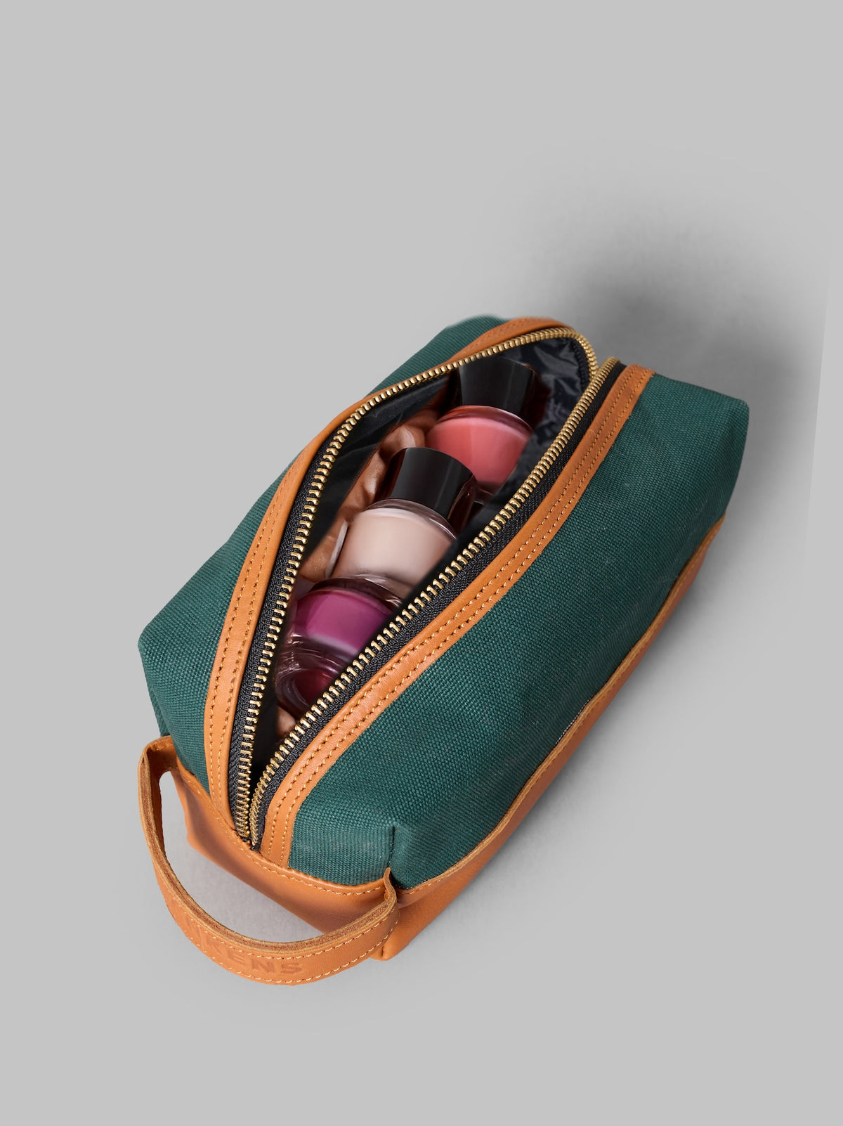 The Dennis Beauty and Cable Case Green Leather and Canvas