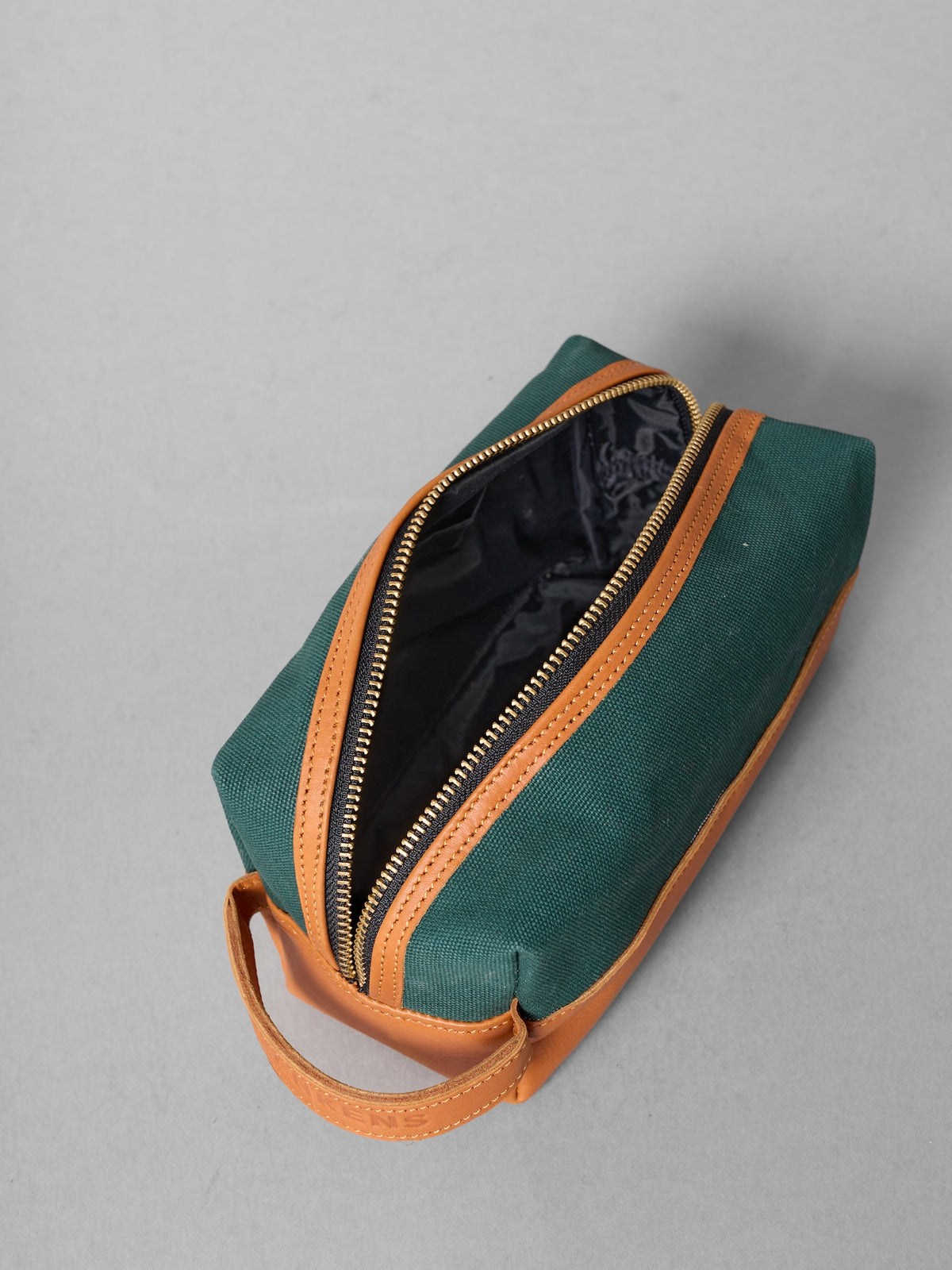 The Dennis Beauty and Cable Case Green Leather and Canvas