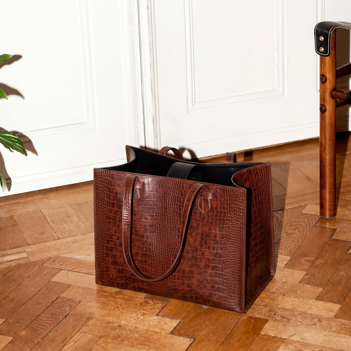The Martha Brown Croc-Embossed Leather