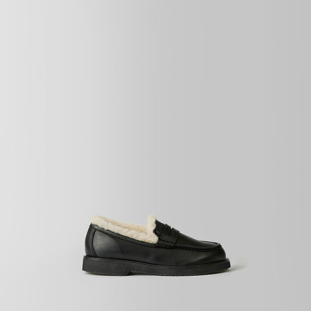 The Celeste Shearling Black Leather