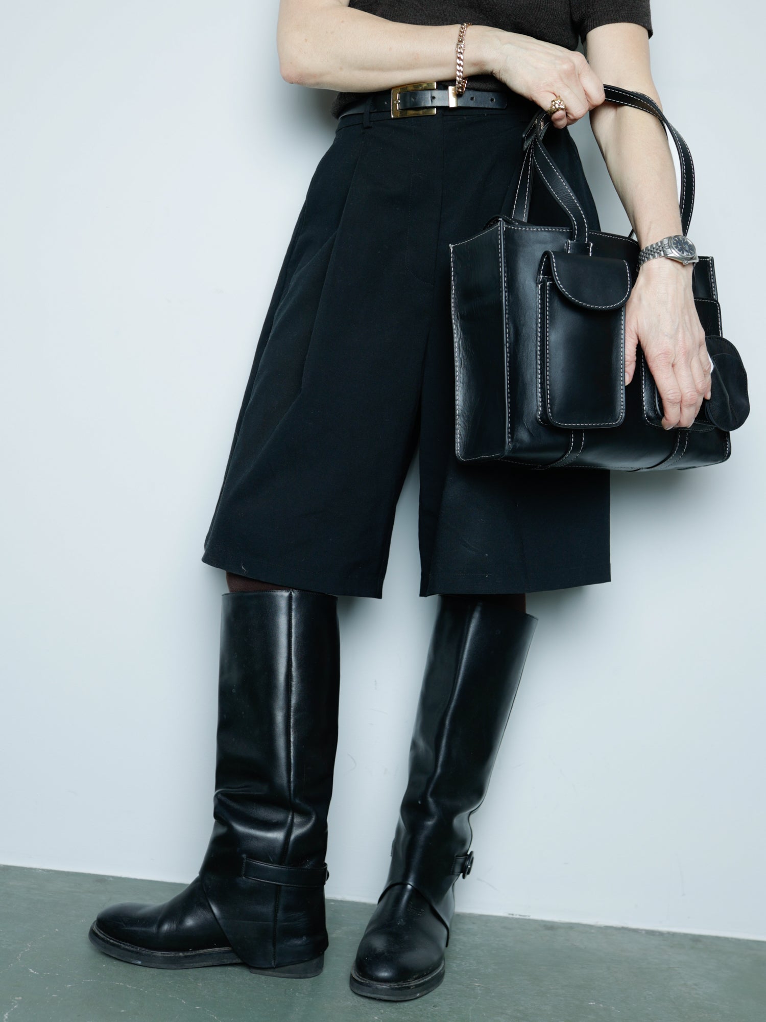 THE MARTHA MIDI BLACK CONTRAST STITCHING