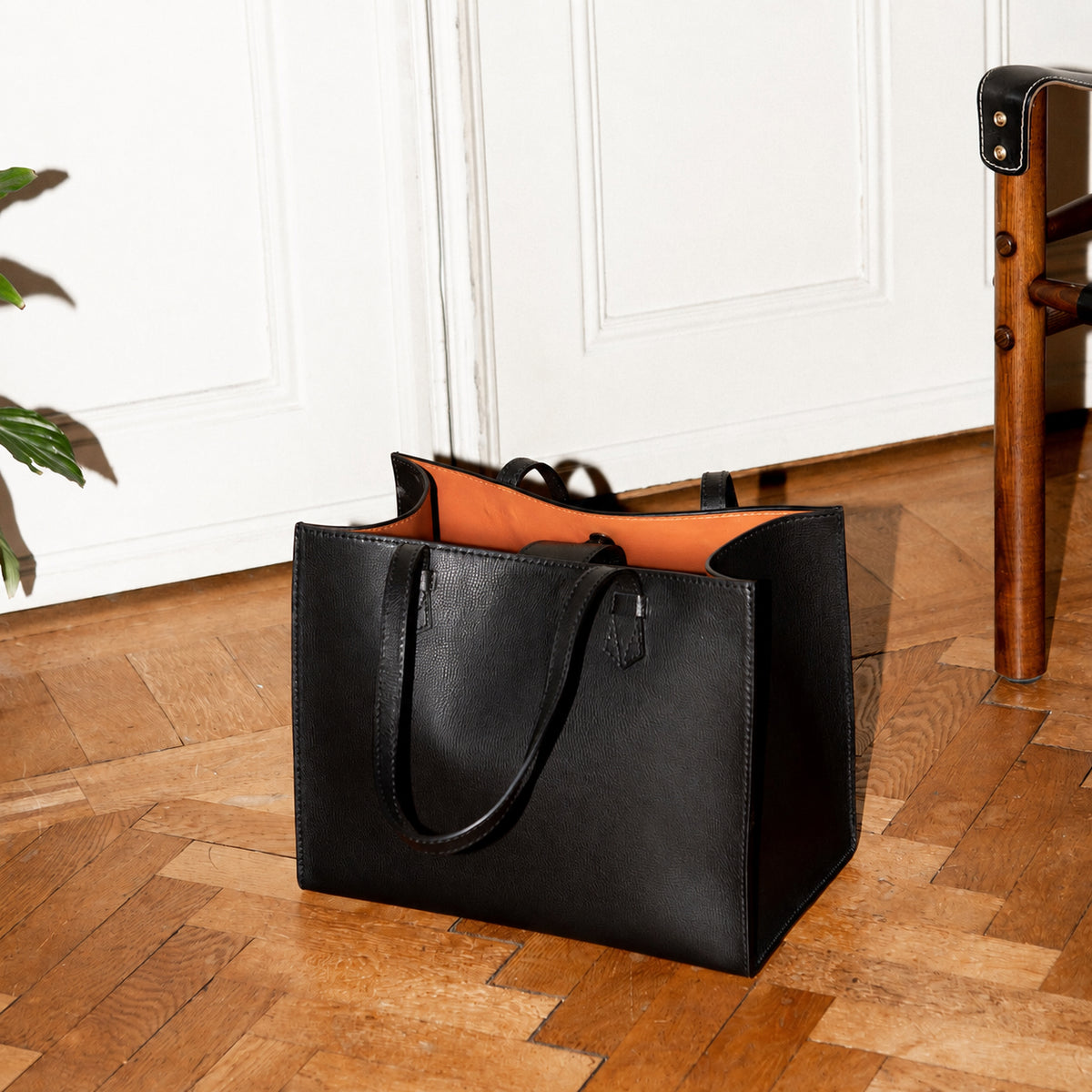 The Martha Black Leather with Terracotta Lining