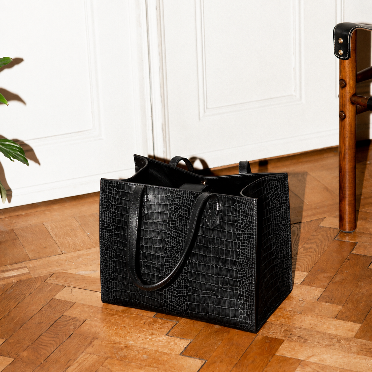 The Martha Black Croc-Embossed Leather