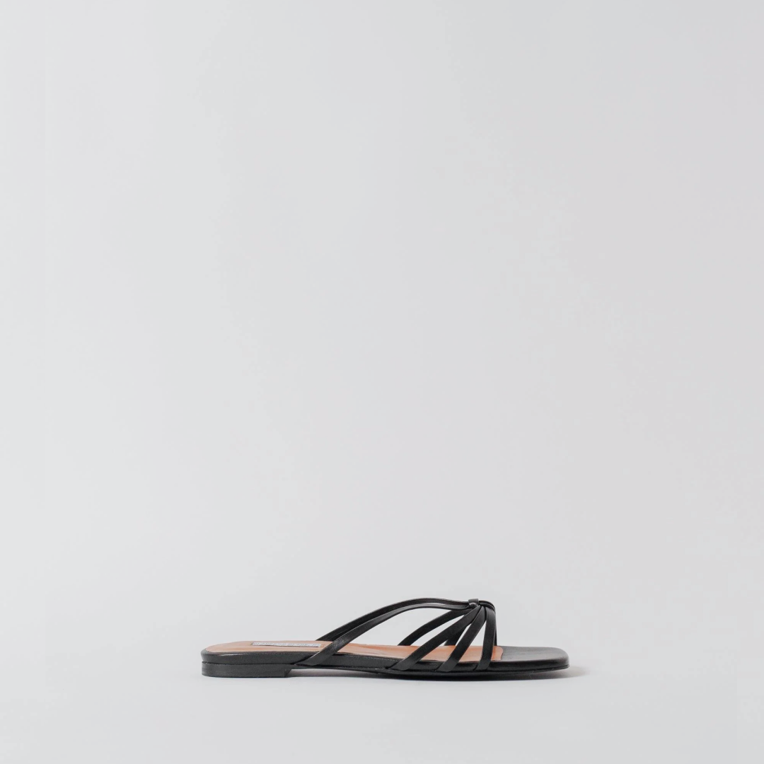The Jennie Flat Black Leather
