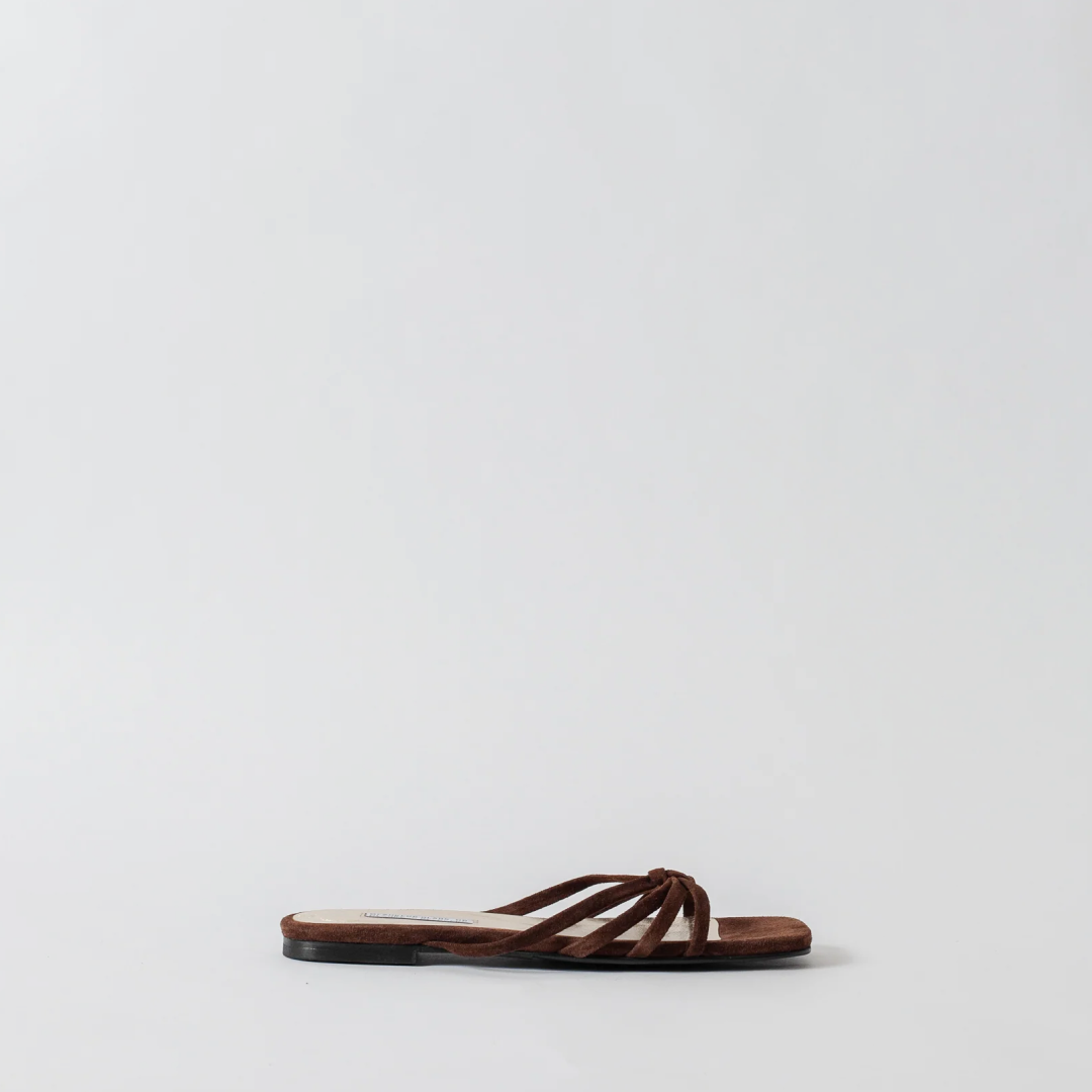 The Jennie Flat Chocolate Suede