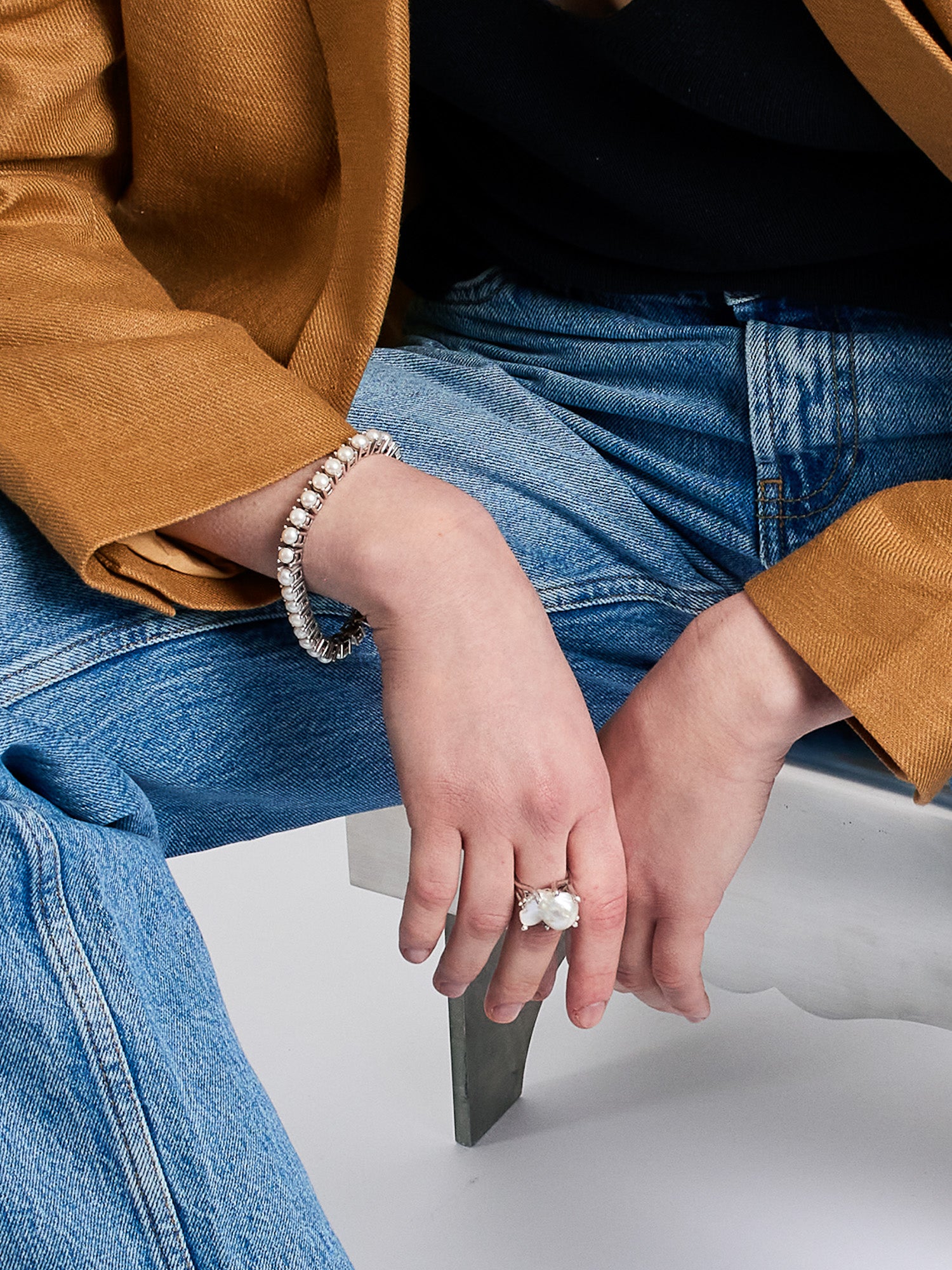 Blankens Pearl Silver Tennis Bracelet