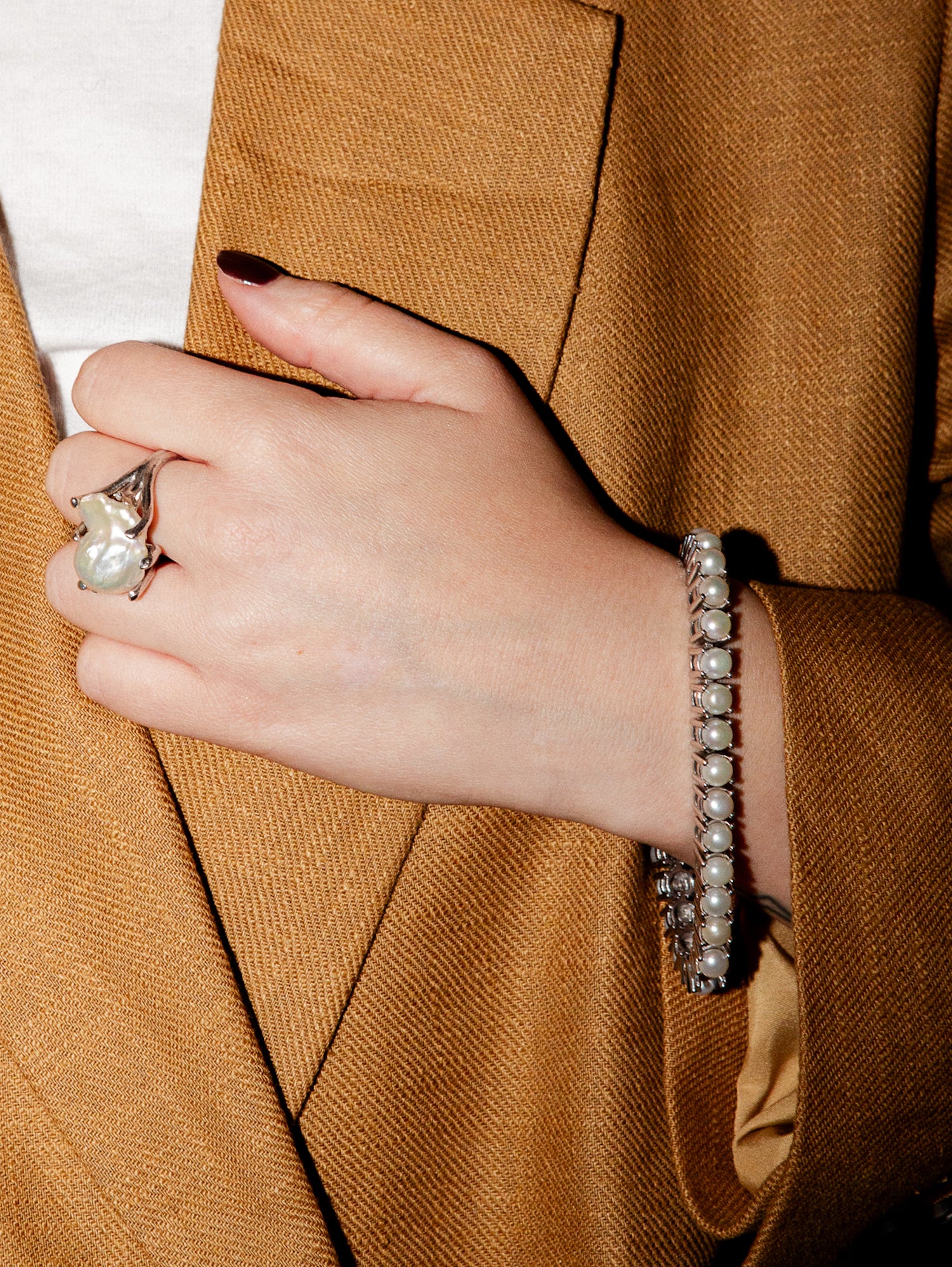 Blankens Pearl Silver Tennis Bracelet