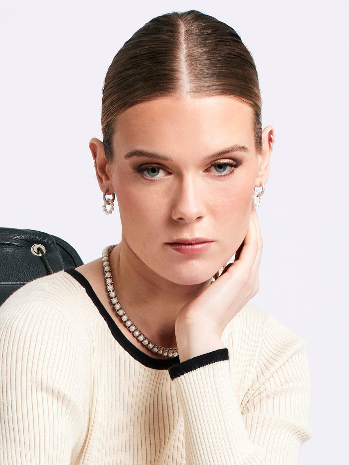Blankens Pearl and Silver Hoops Earrings