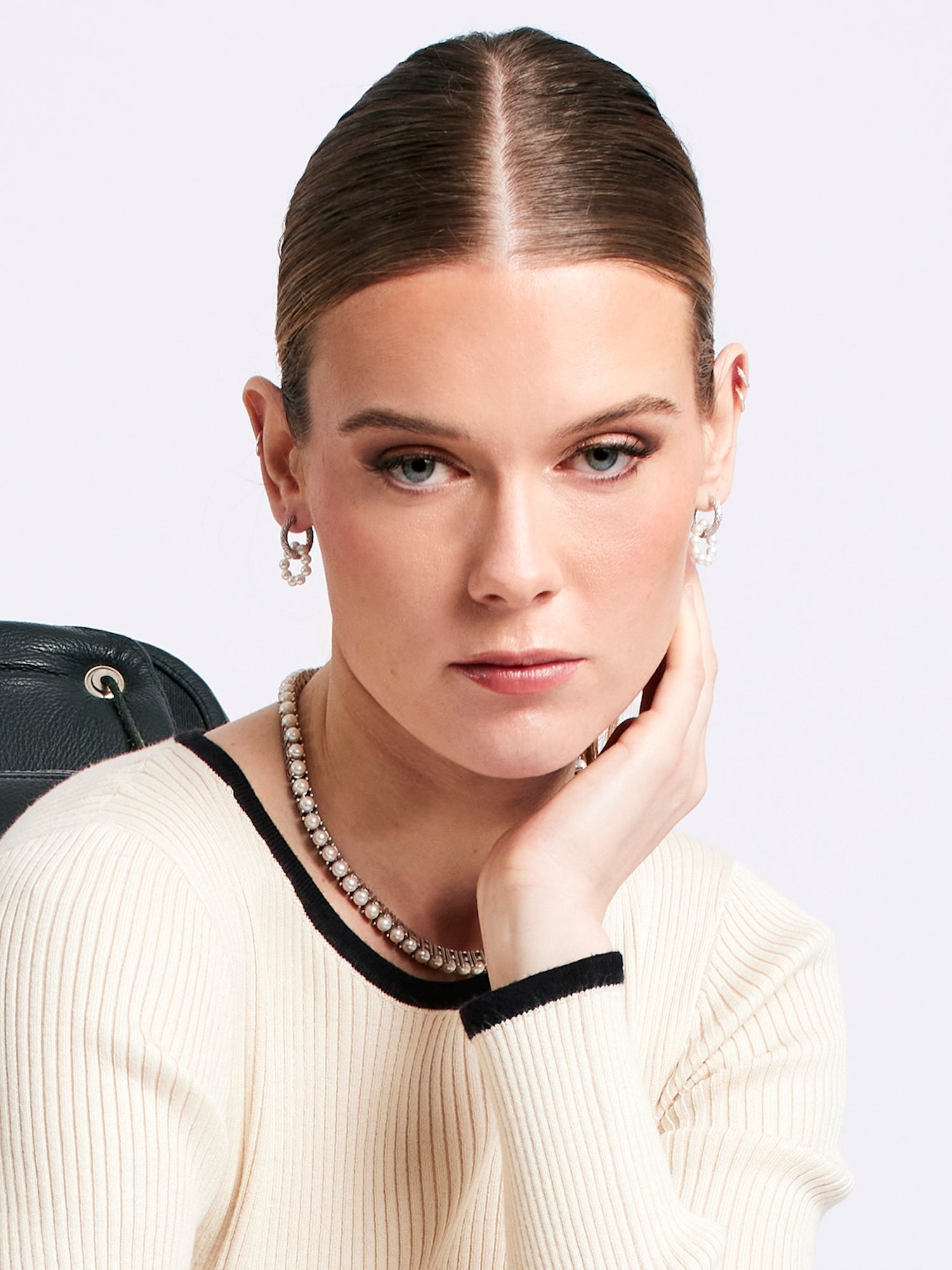 Blankens Pearl and Silver Hoops Earrings