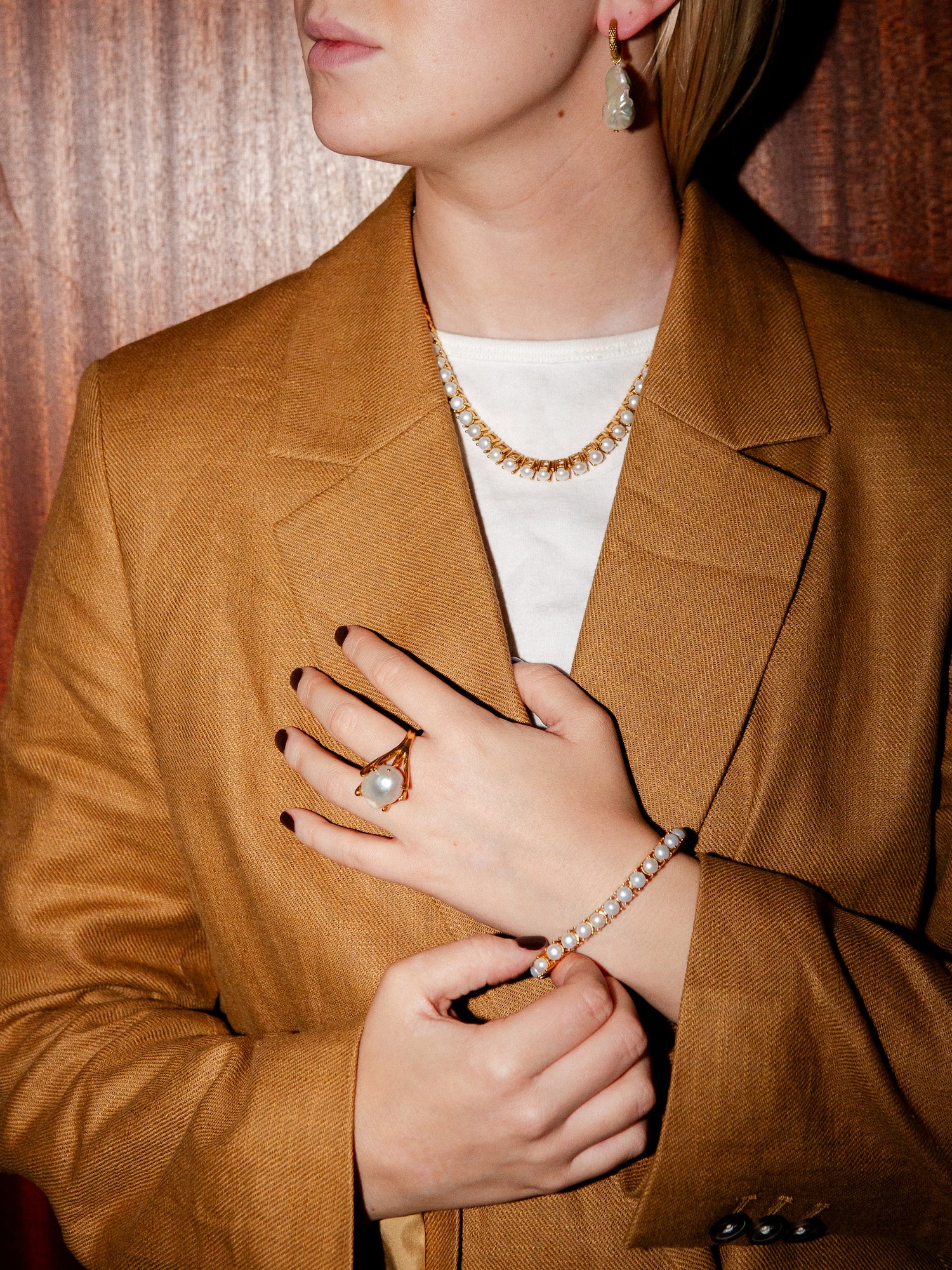 Blankens Pearl and Gold Tennis Bracelet