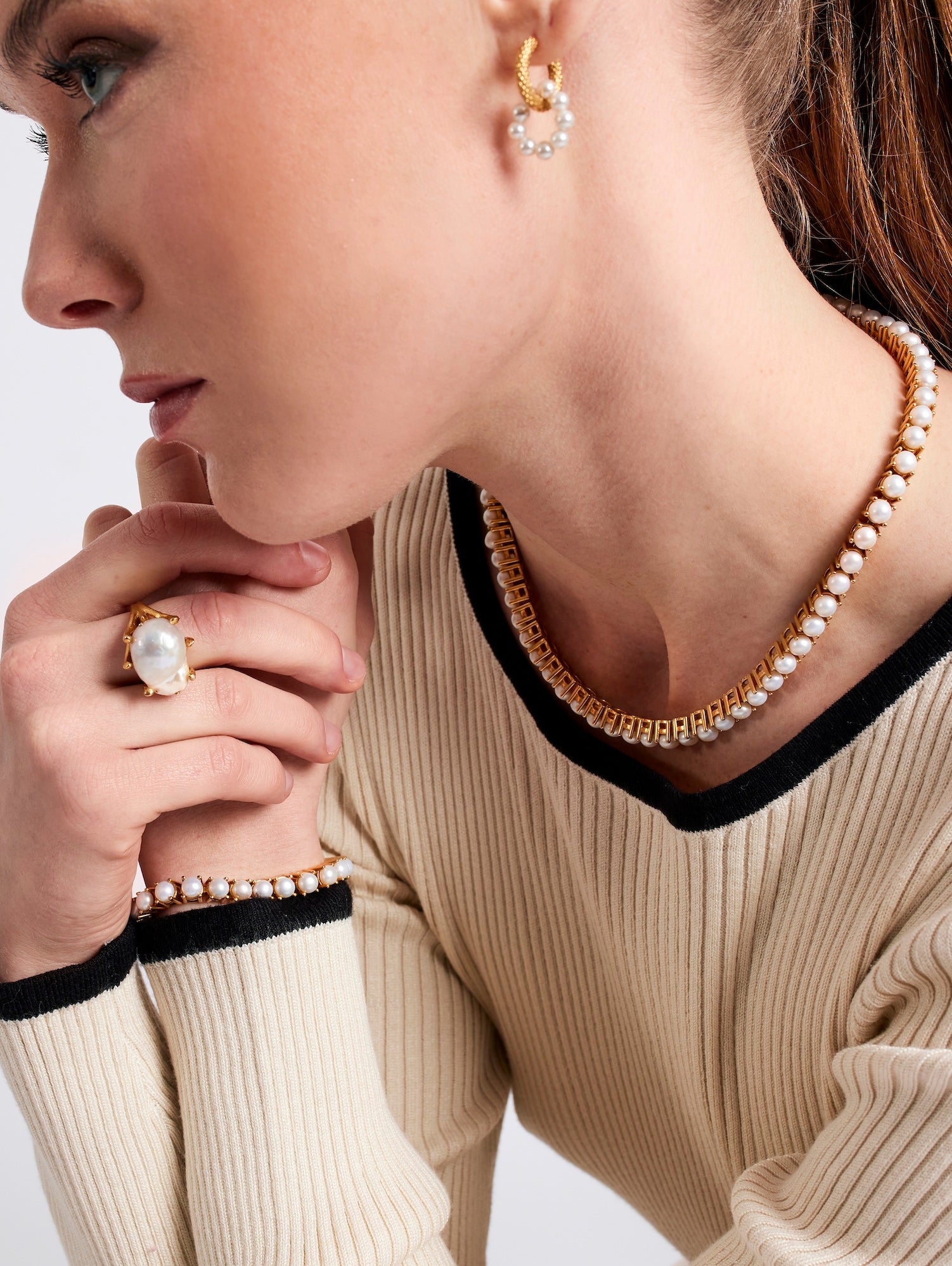 Blankens Pearl and Gold Tennis Bracelet