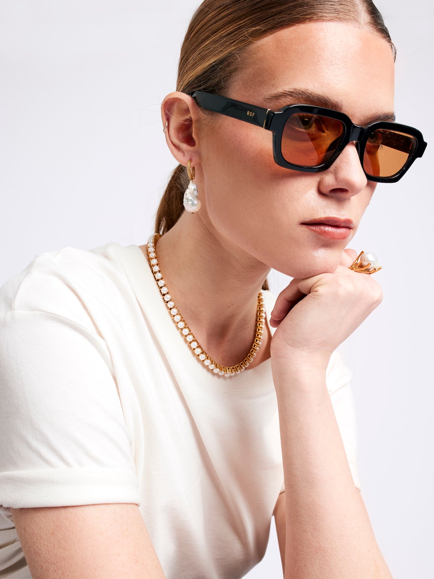 Blankens Pearl and Gold Tennis Necklace