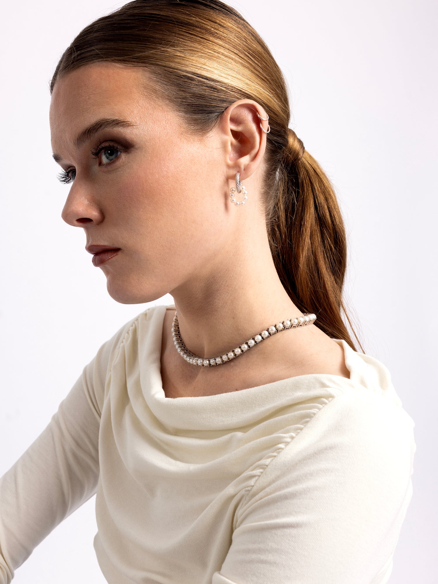 Blankens Pearl and Silver Tennis Necklace