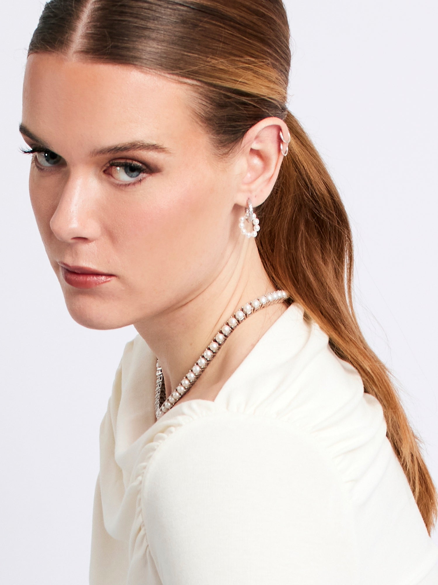 Blankens Pearl and Silver Tennis Necklace