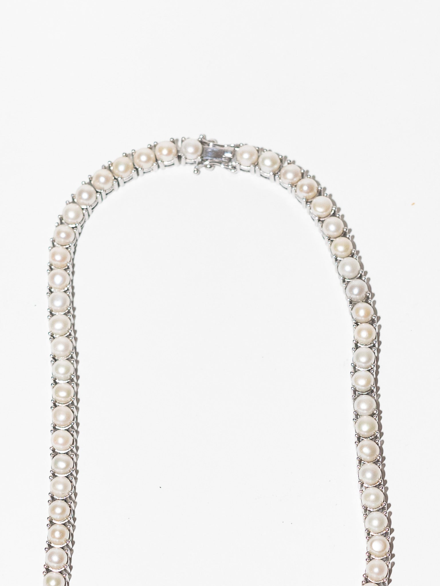 Blankens Pearl and Silver Tennis Necklace