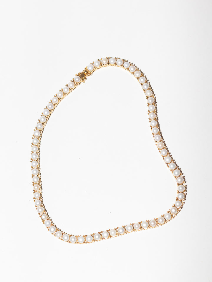 PEARL AND GOLD TENNIS NECKLACE