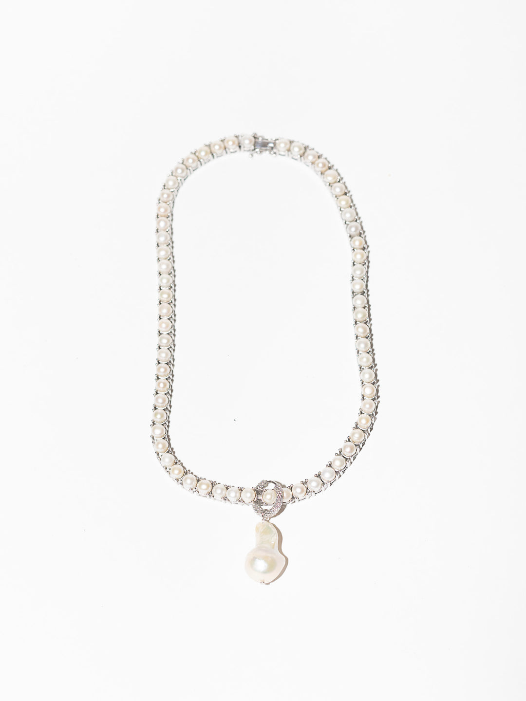 SINGLE SILVER PEARL EARRING AND PENDANT