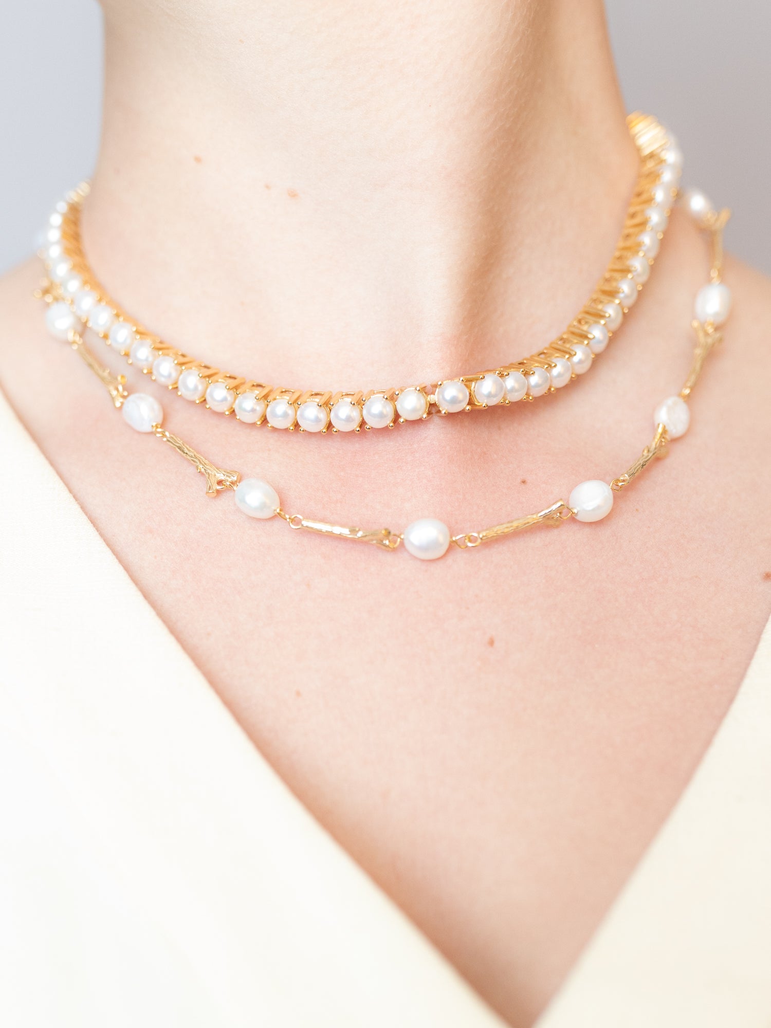 Blankens Stick and Pearl Necklace