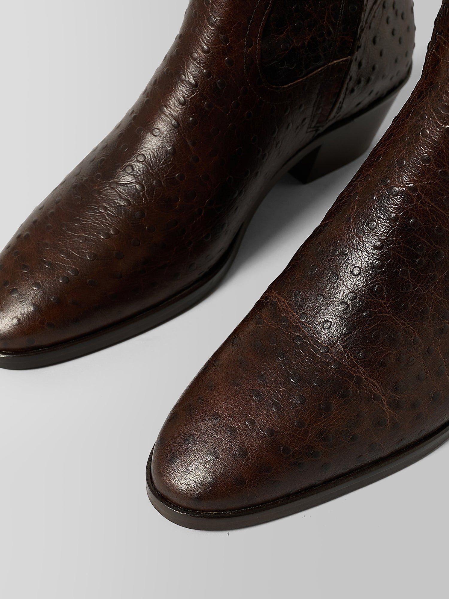 Blankens The Alva Brown Ostrich Embossed Leather Boots
