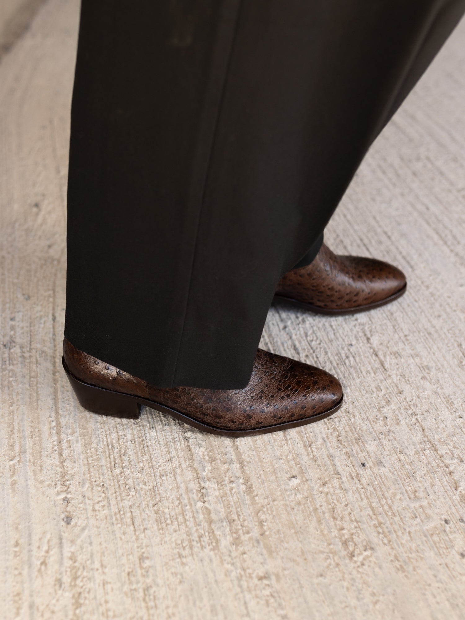 Blankens The Alva Brown Ostrich Embossed Leather Boots