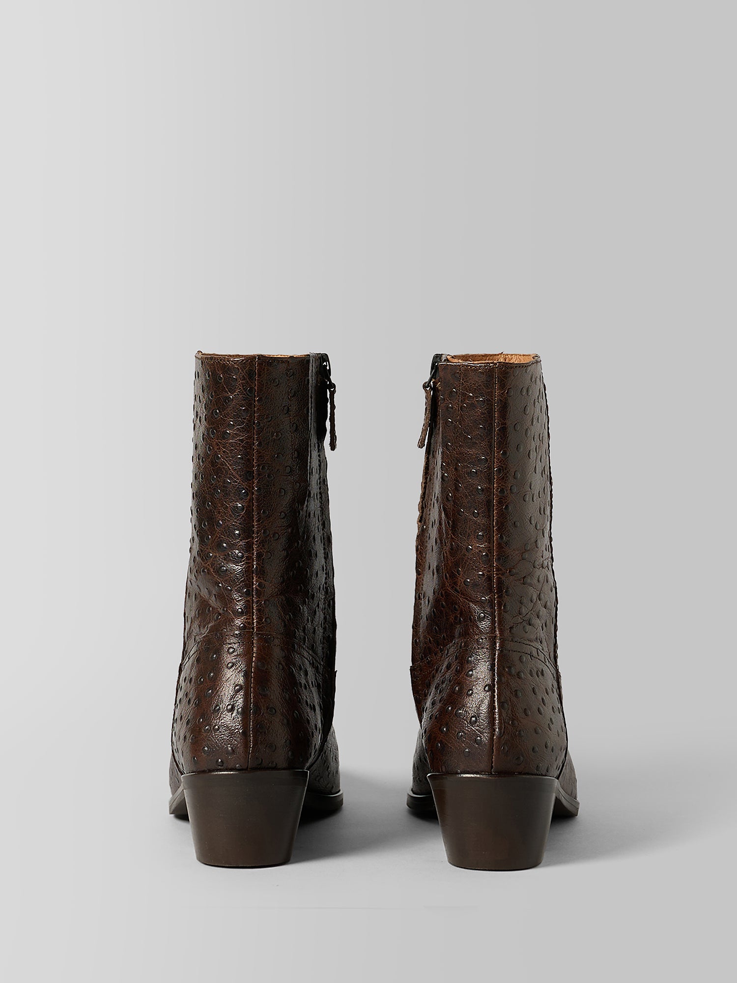 Blankens The Alva Brown Ostrich Embossed Leather Boots