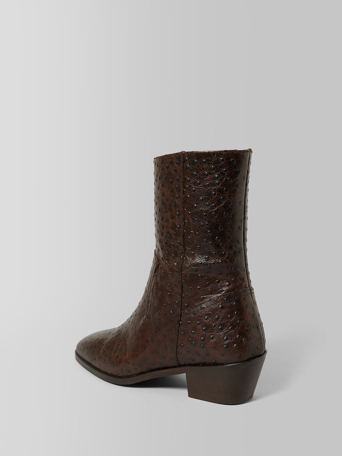 Blankens The Alva Brown Ostrich Embossed Leather Boots