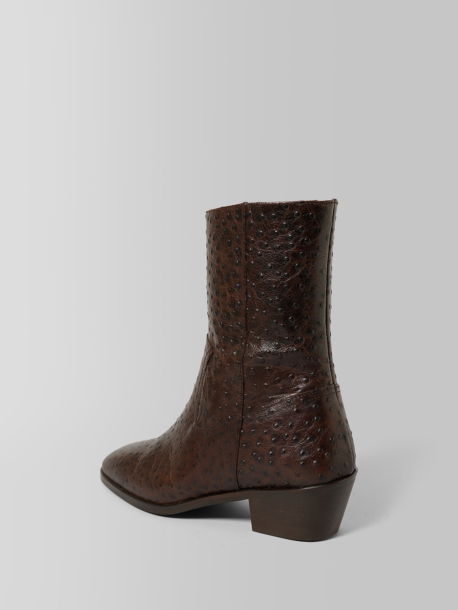 Blankens The Alva Brown Ostrich Embossed Leather Boots