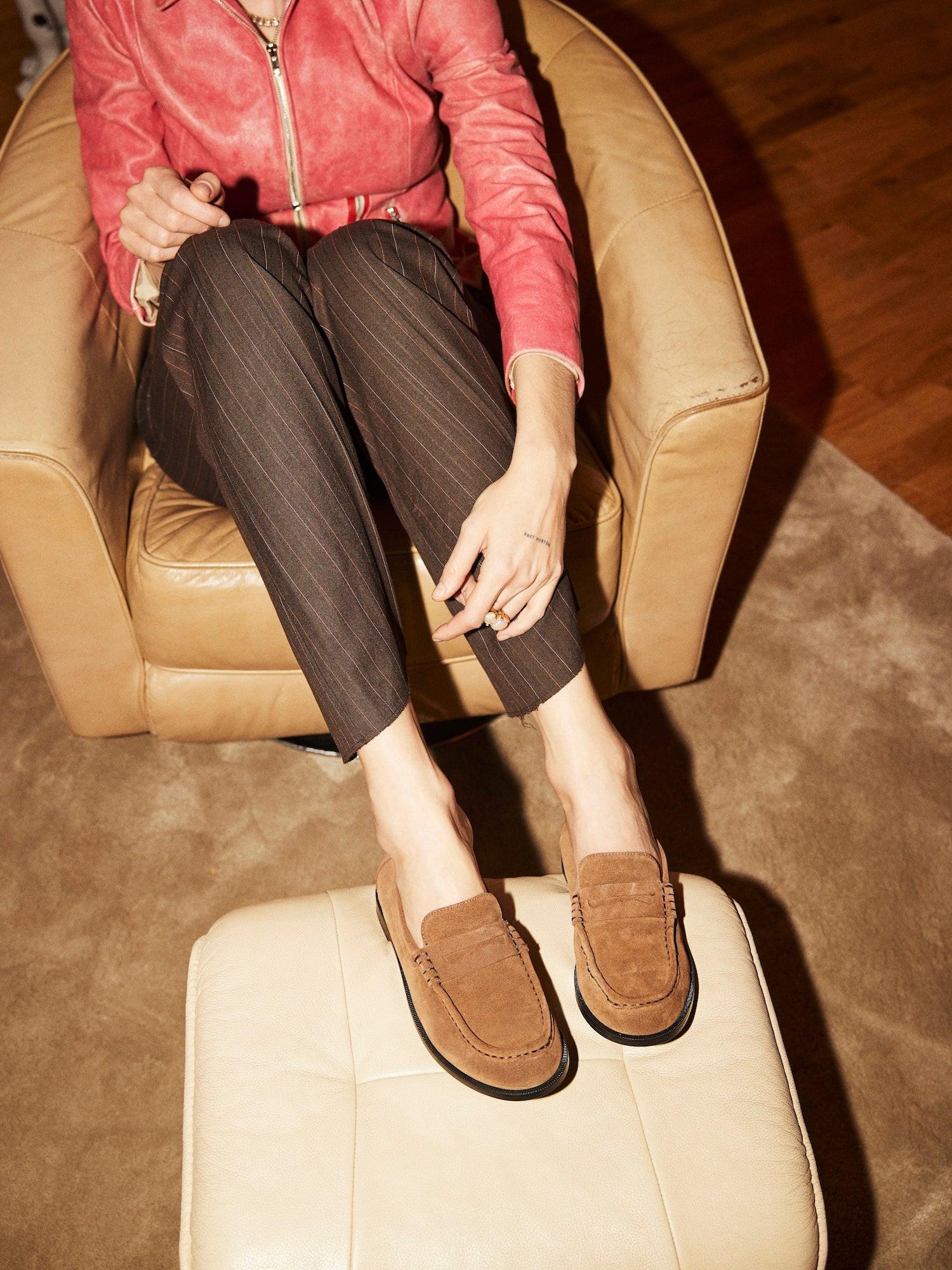 Blankens The Celeste Camel Suede Loafers