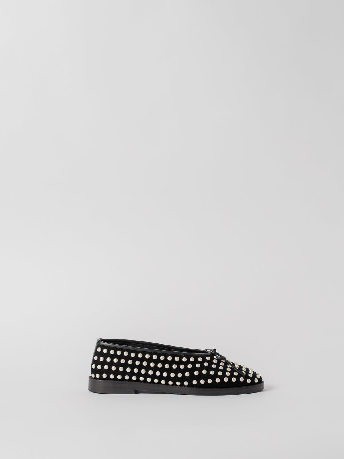 Blankens The Coco Flat Black Suede and Pearls ballerina