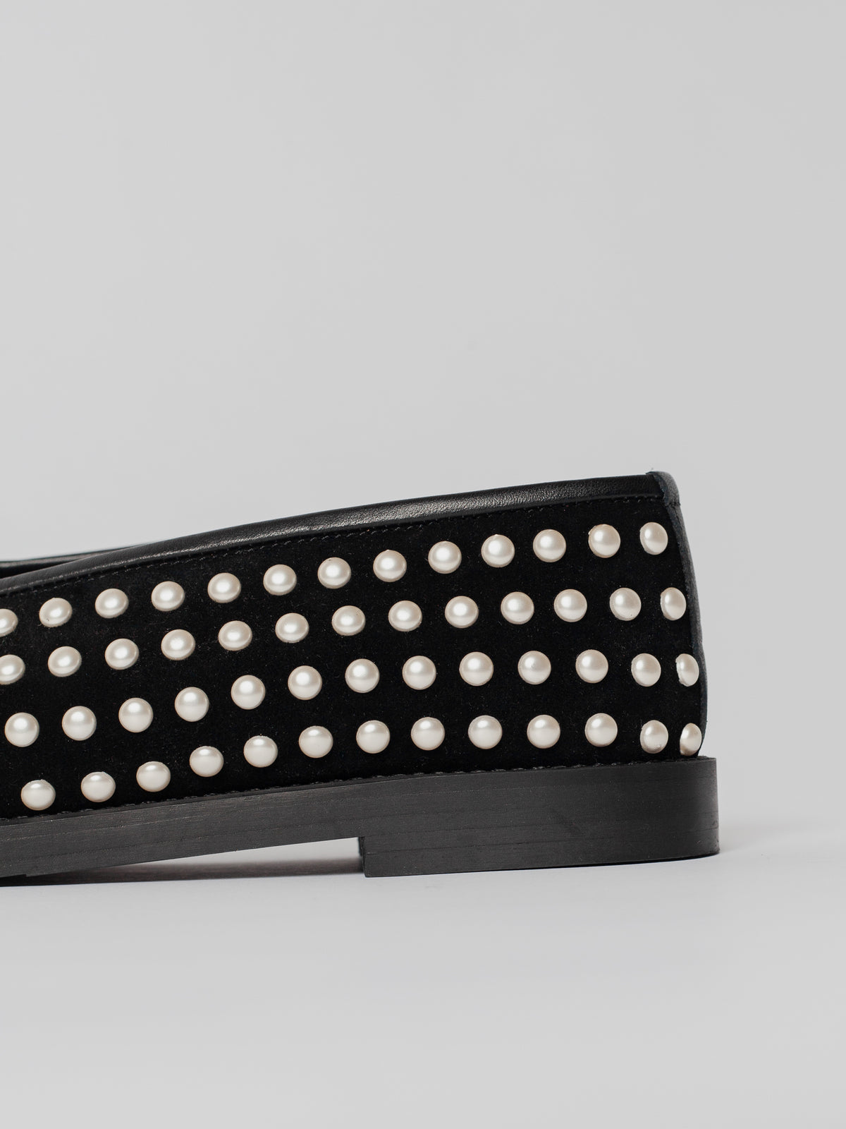 Blankens The Coco Flat Black Suede and Pearls ballerina