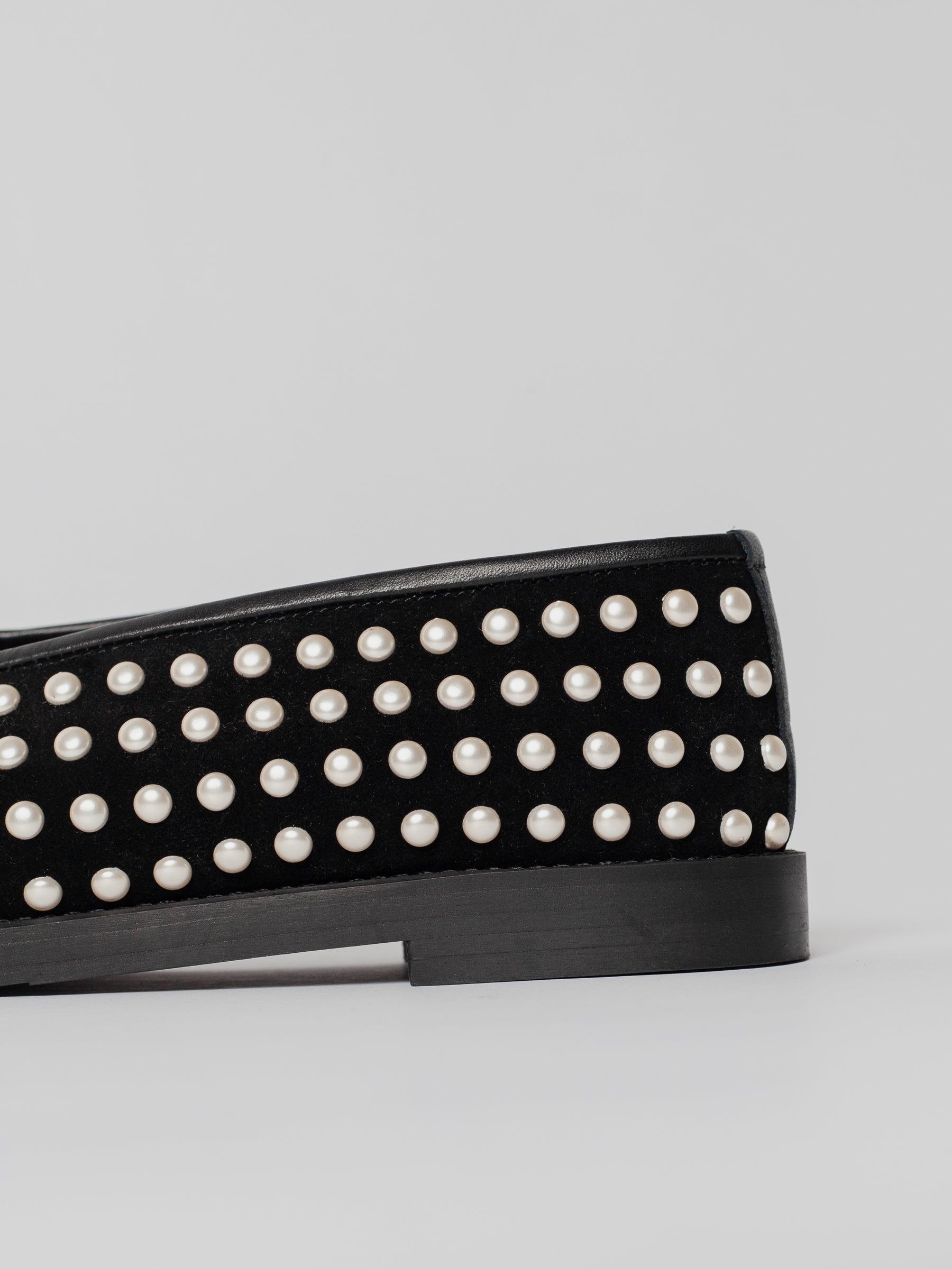 Blankens The Coco Flat Black Suede and Pearls ballerina