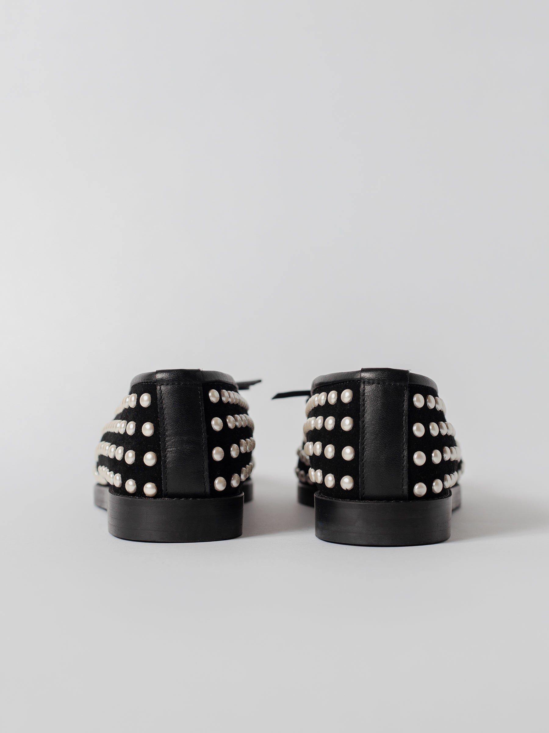 Blankens The Coco Flat Black Suede and Pearls ballerina